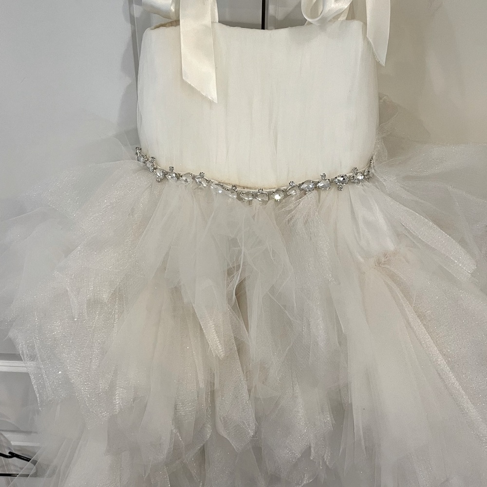 Girls Ivory Tutu Dress with crystal belt